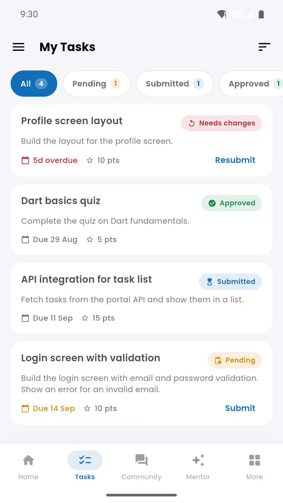Ezitech iPortal — Internship Portal App screen 3