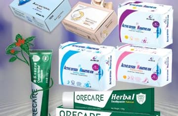 Tiens personal care range including herbal toothpaste and boxed products